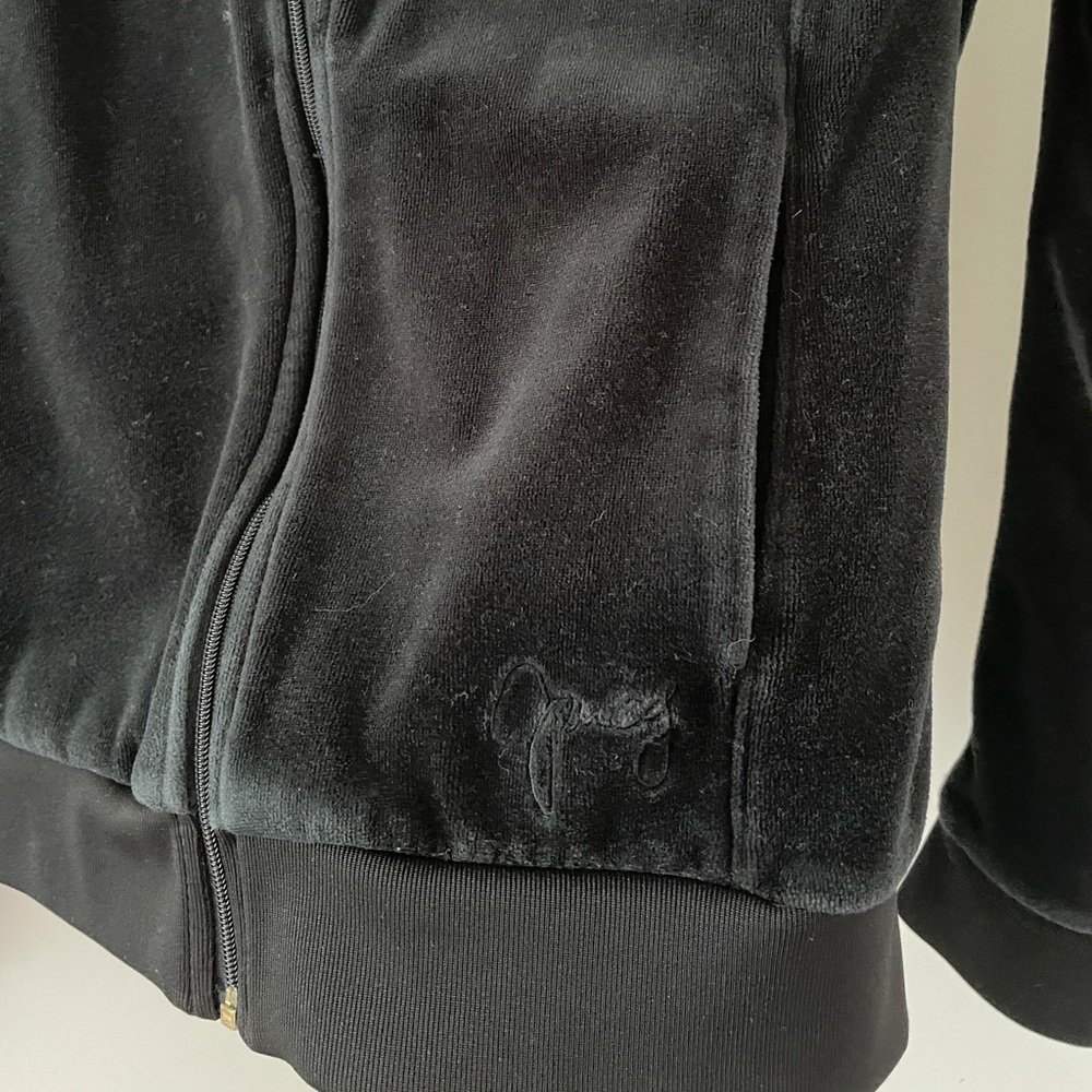 juicy couture black velour zip up hoodie - Picture 2 of 3